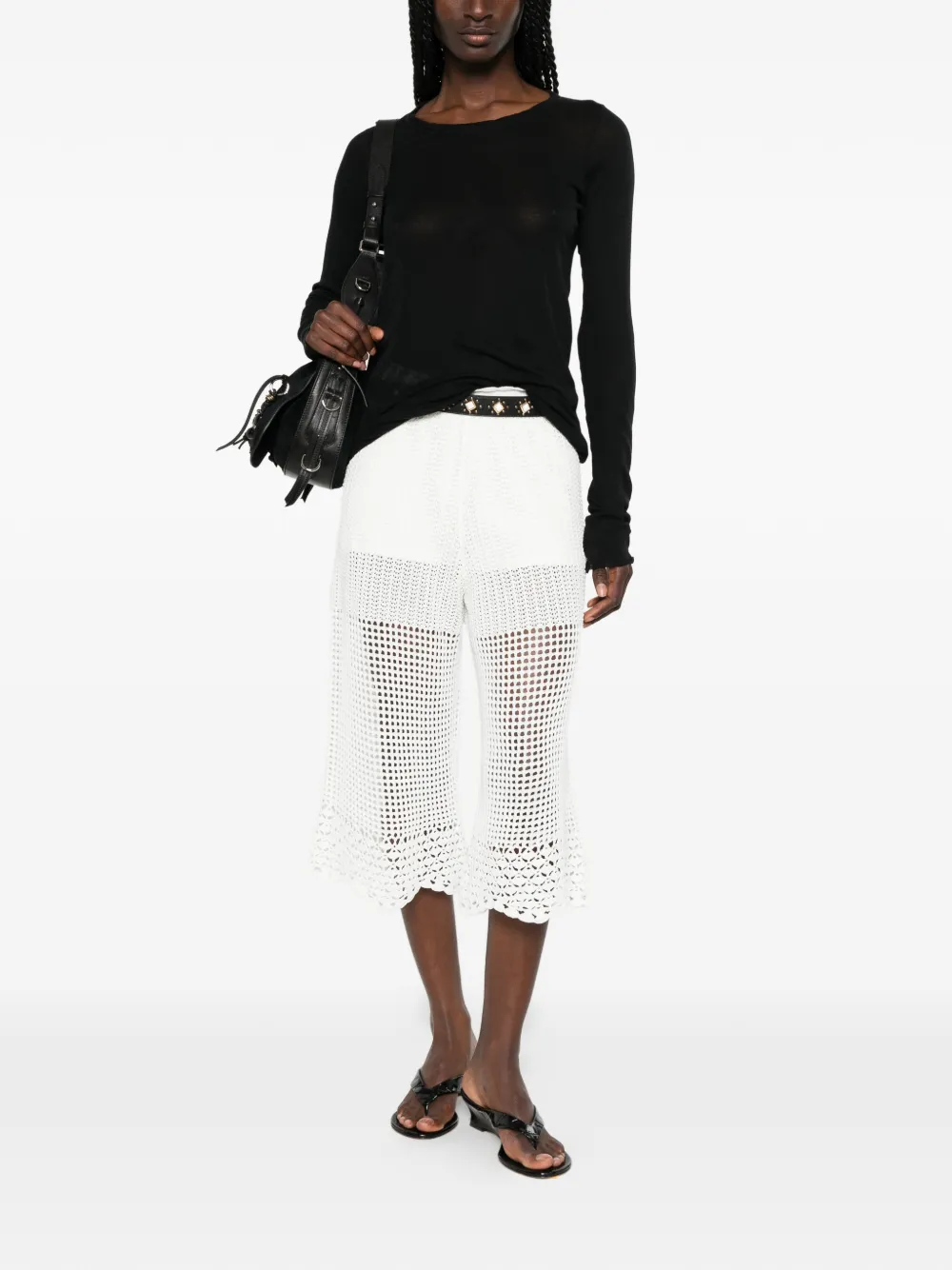 IRO Gehaakte broek met gewelfde zoom Wit