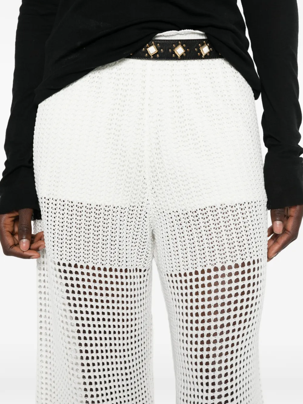 IRO Gehaakte broek met gewelfde zoom Wit