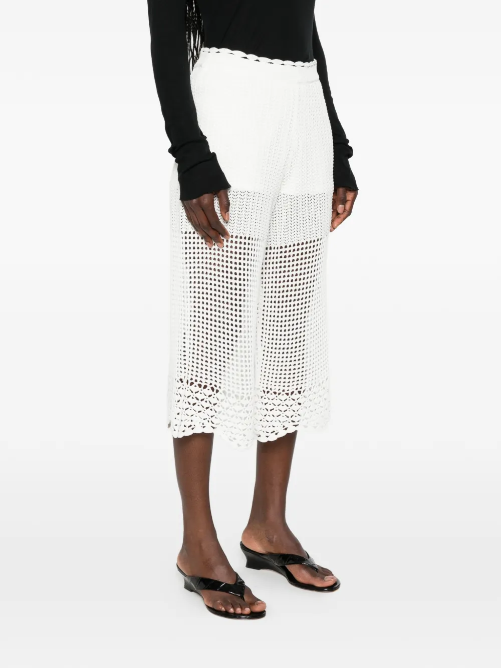 IRO Gehaakte broek met gewelfde zoom Wit