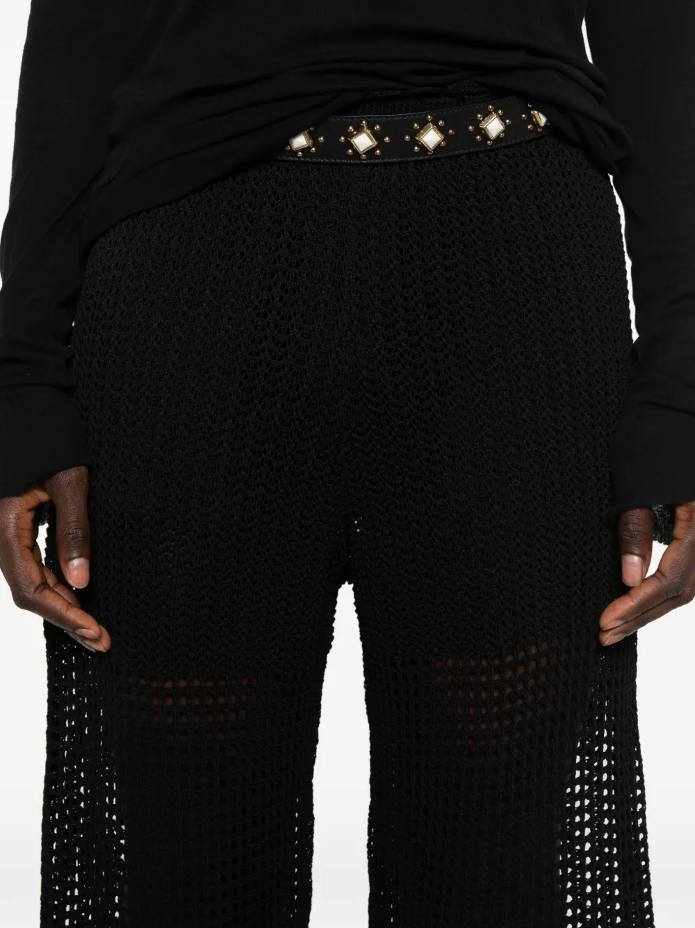 IRO Gehaakte broek met gewelfde zoom Zwart