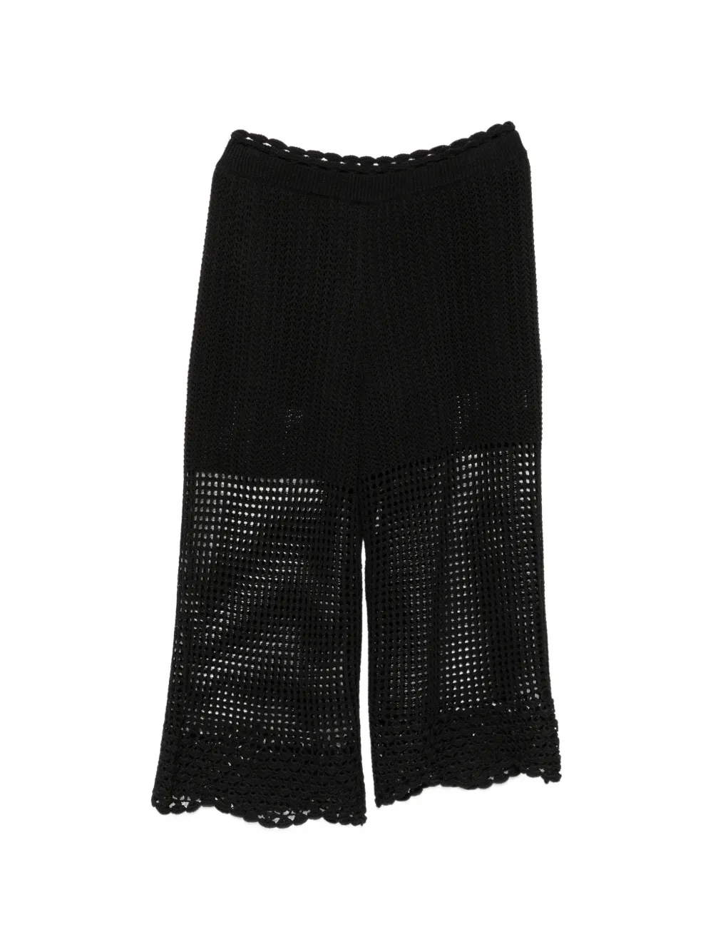IRO crochet-knit scalloped-hem trousers - Nero