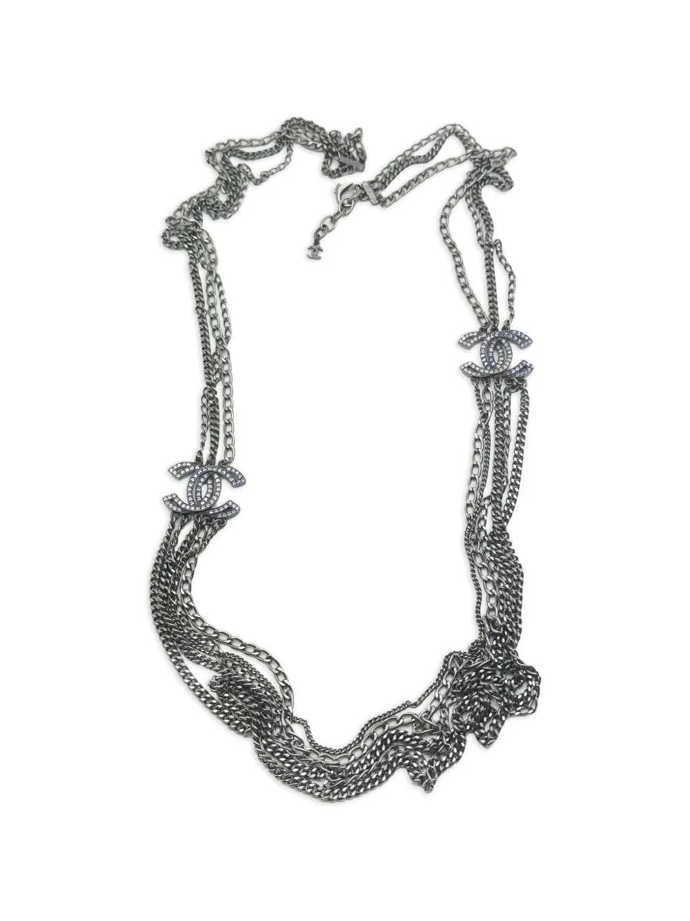 CHANEL Pre-Owned Collana a catena Crystal CC 2016 - Nero