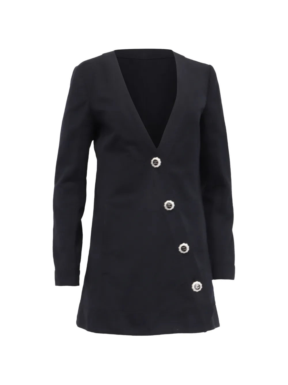Pre-owned Chanel Asymmetric Cc Logo-button Jacket In Black