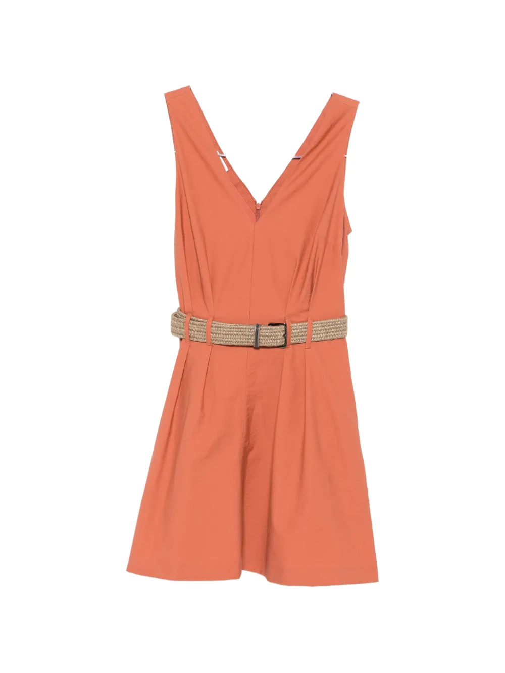 Brunello Cucinelli belted pleated mini dress - Arancione