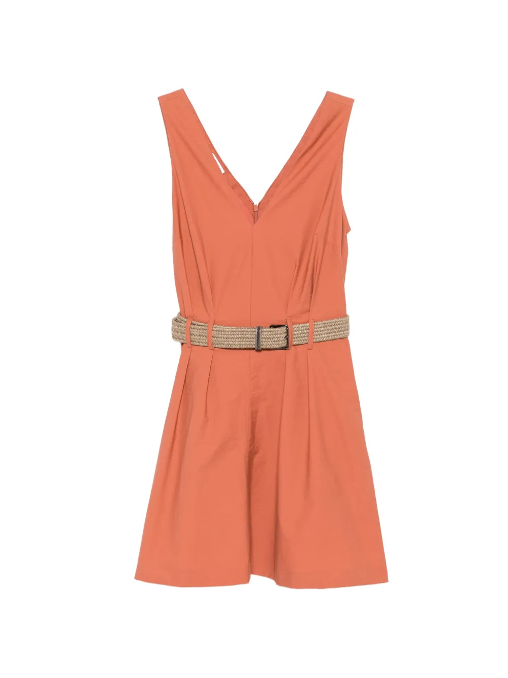 Brunello Cucinelli belted pleated mini dress - Orange
