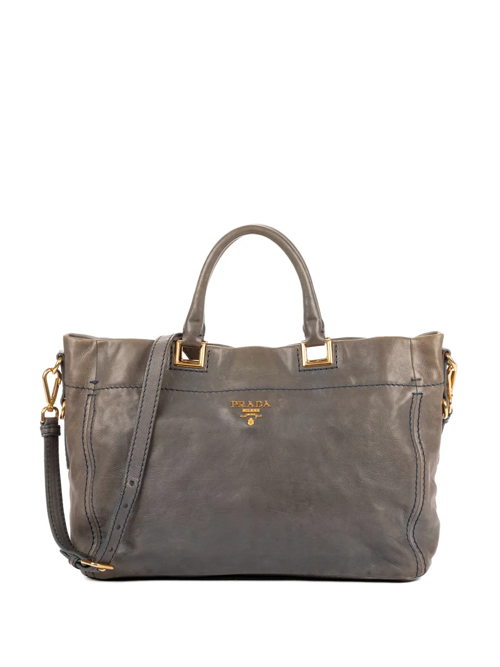 Prada Pre-Owned logo-plaque top-handle tote bag - Grigio