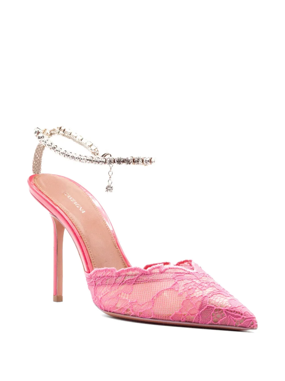 Castagna lace crystal-embellished heeled pumps Roze