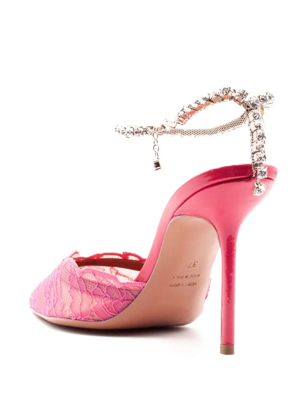 Castagna lace crystal-embellished heeled pumps Roze