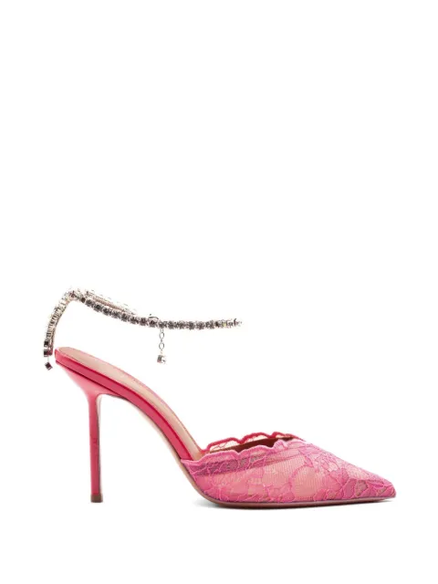 Castagna lace crystal-embellished heeled pumps