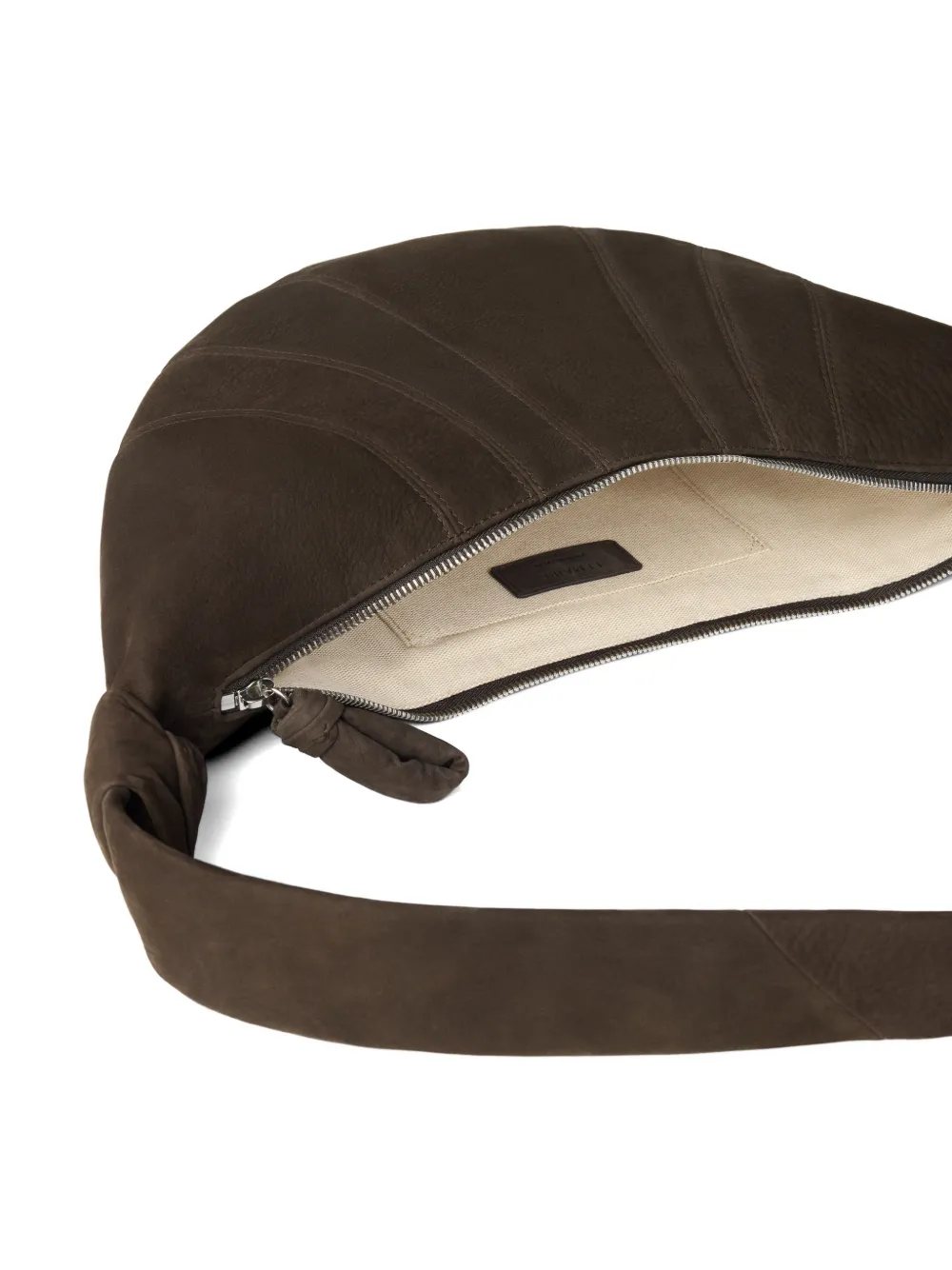 LEMAIRE Medium Croissant tas van alpaca nubuck Bruin
