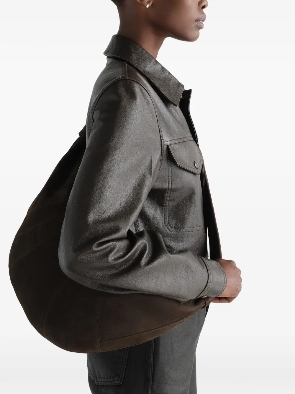 LEMAIRE Borsa a spalla Croissant grande con inserti - Marrone
