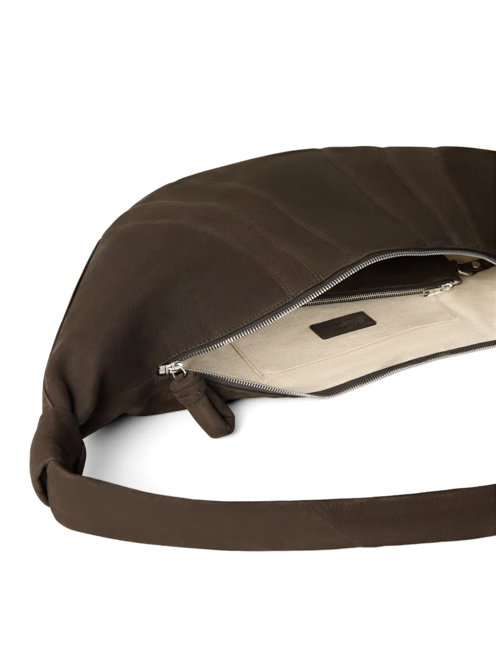 LEMAIRE Grote Croissant tas van alpaca nubuck Bruin