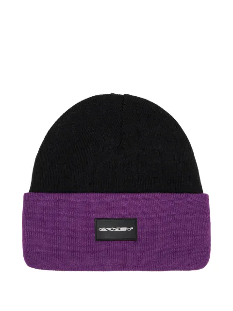 Oakley logo-patch ribbed-knit beanie