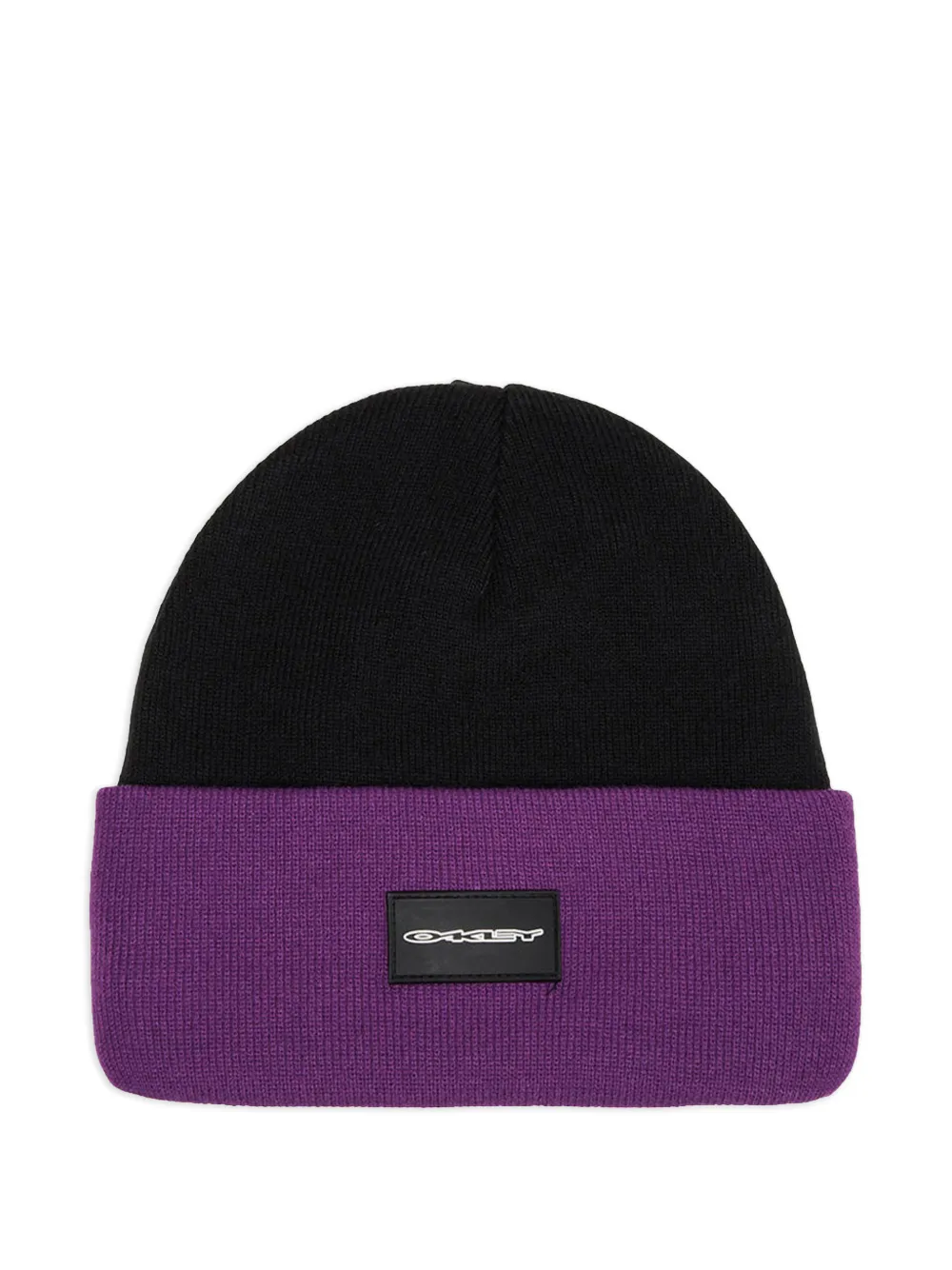 Oakley logo-patch ribbed-knit beanie - Schwarz