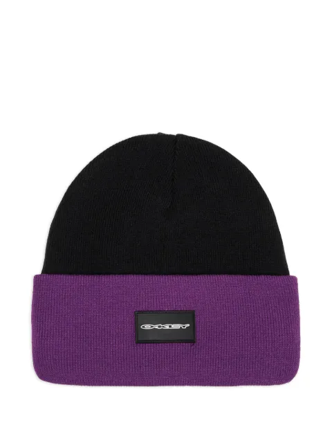 Oakley logo-patch ribbed-knit beanie