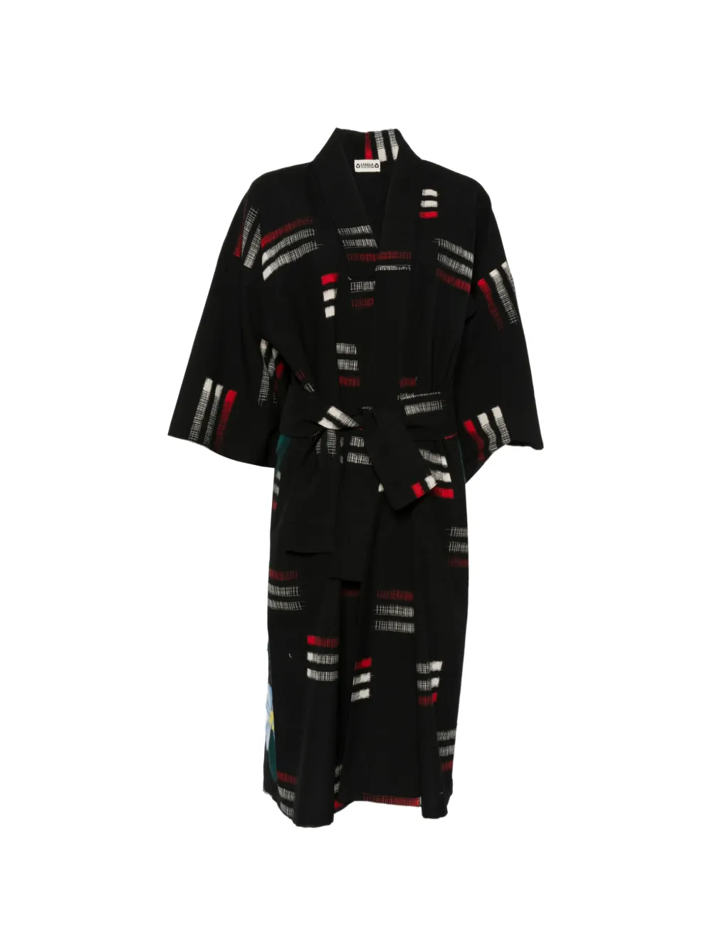 A.N.G.E.L.O. Vintage Upcycling floral-print belted kimono - Black