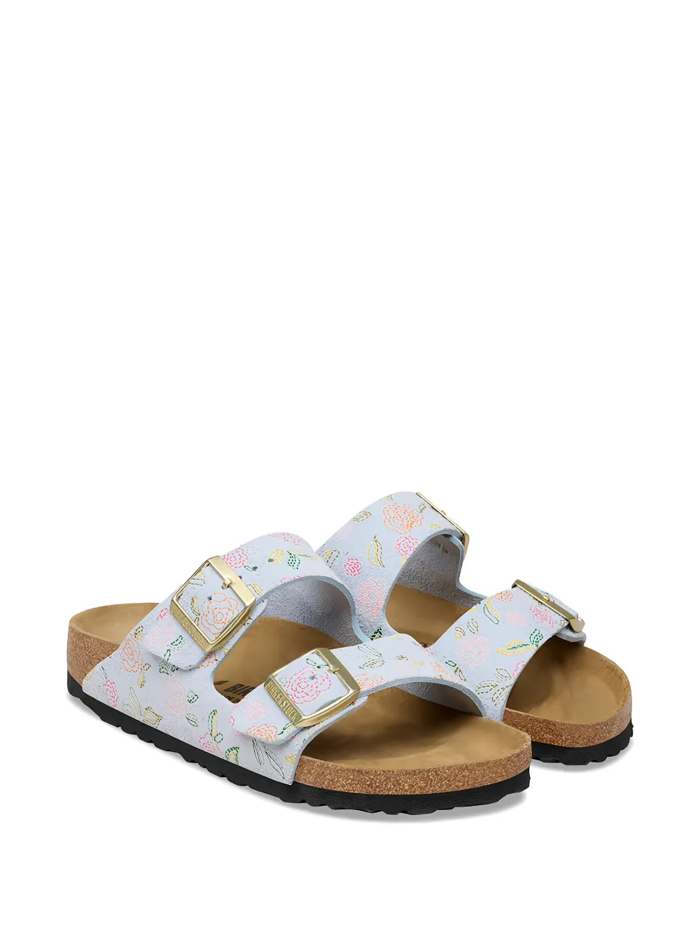 Birkenstock Arizona suède sandalen met bloemenprint Blauw