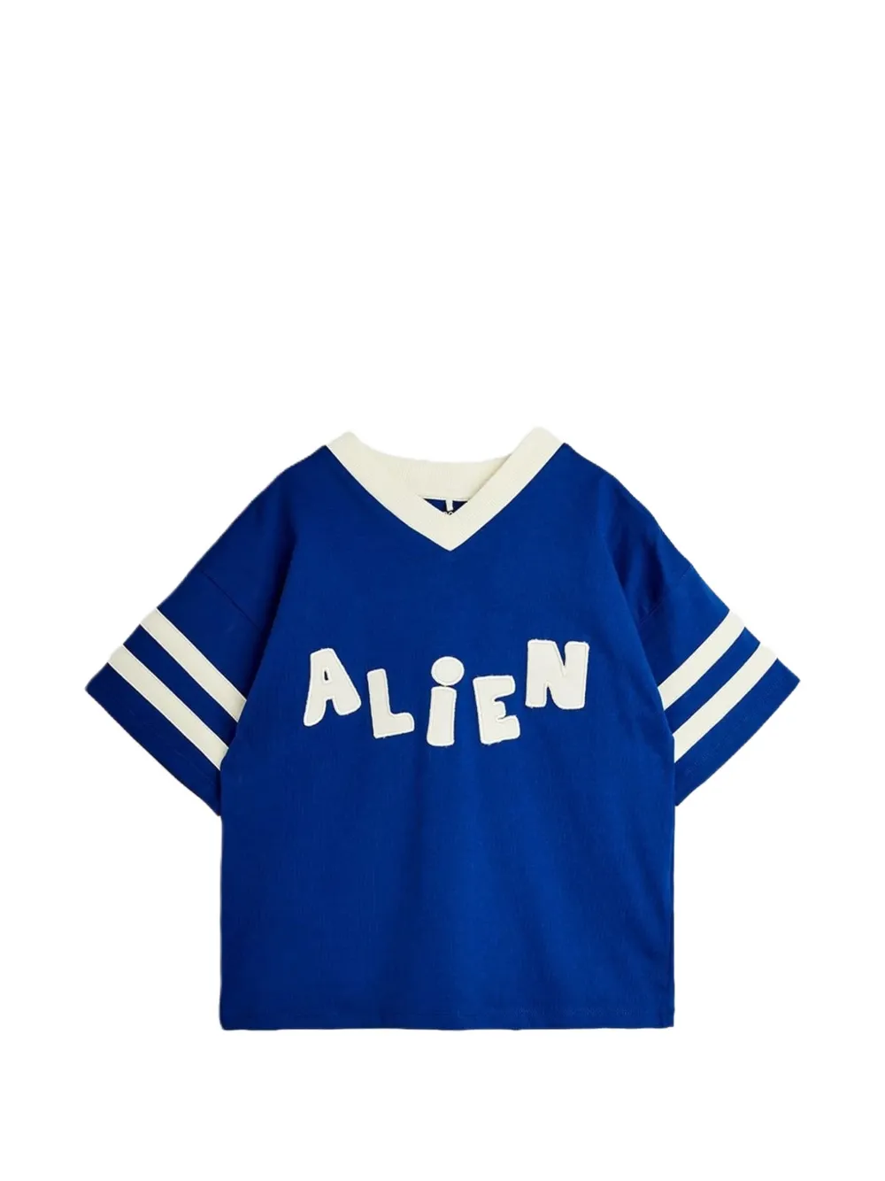 Mini Rodini striped-sleeve appliqué T-shirt - Blu