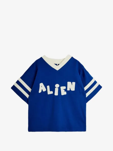 Mini Rodini striped-sleeve appliqué T-shirt