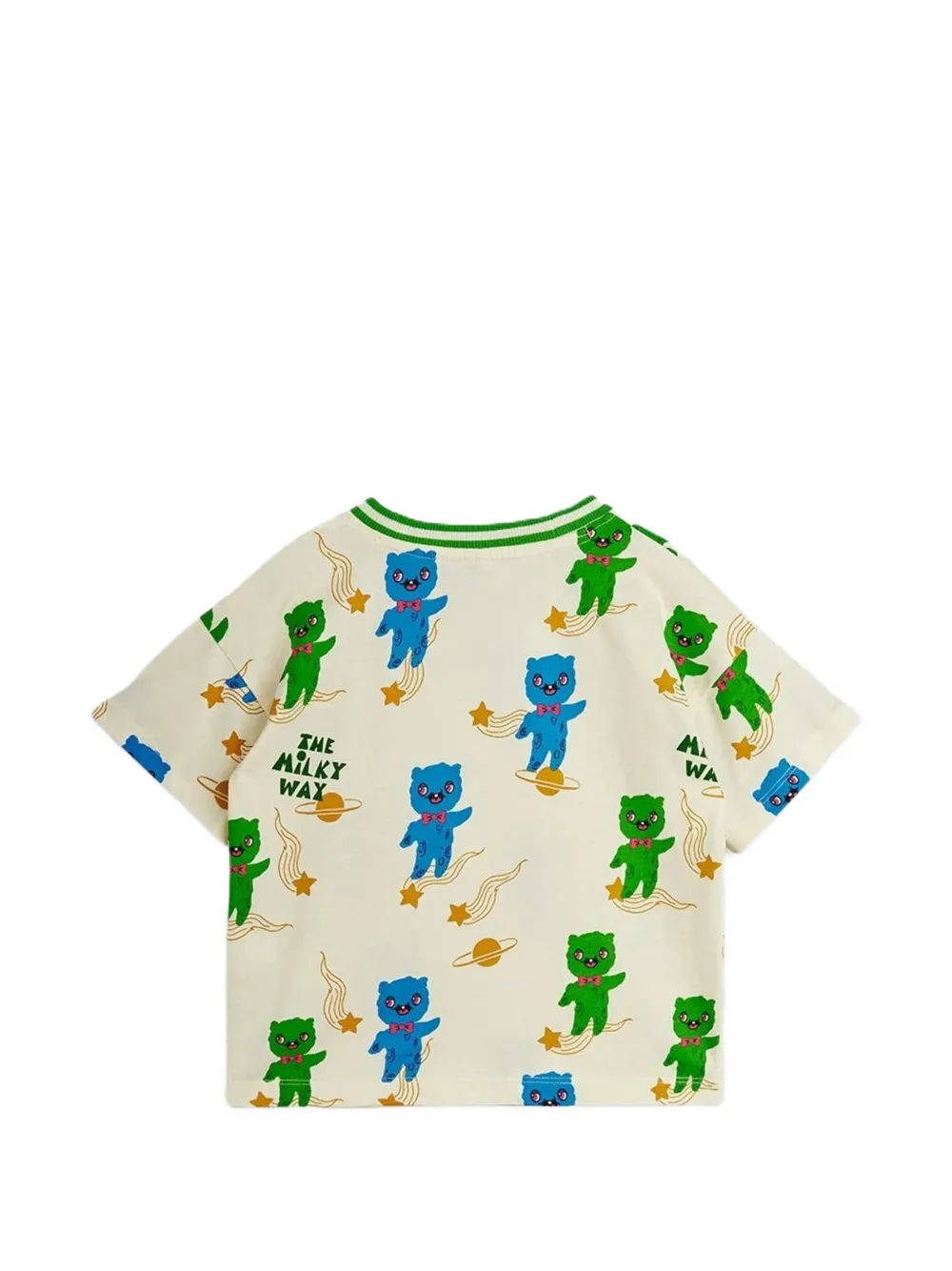 Mini Rodini Gestreept T-shirt met Aliens-print Beige