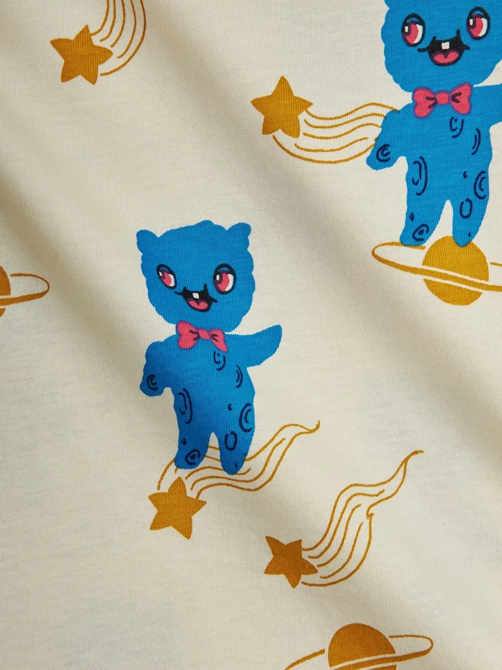 Mini Rodini Gestreept T-shirt met Aliens-print Beige
