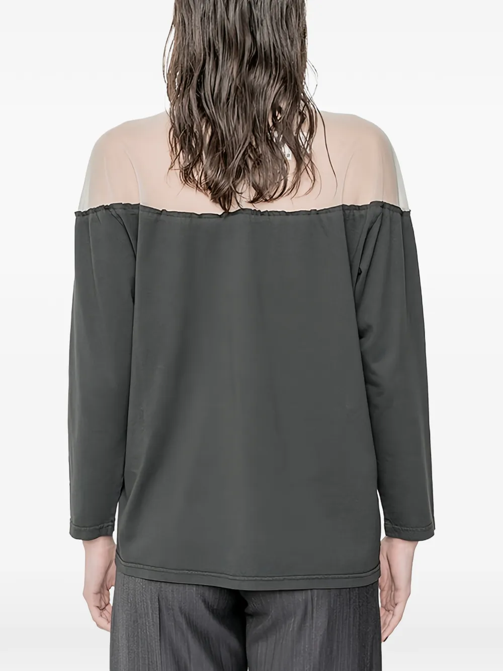 MM6 Maison Margiela Blouse met mesh vlak en logoprint Grijs