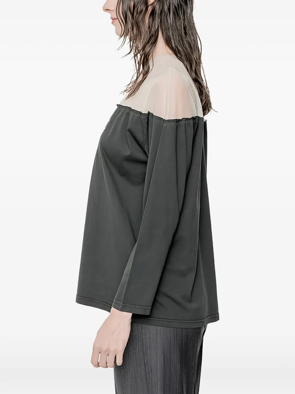 MM6 Maison Margiela Blouse met mesh vlak en logoprint Grijs