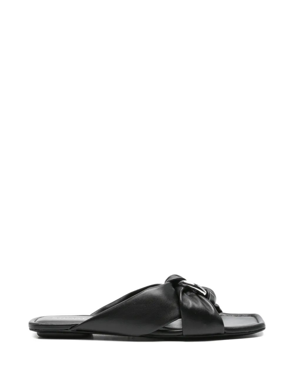 Stuart Weitzman ring-detail knotted slides - Black