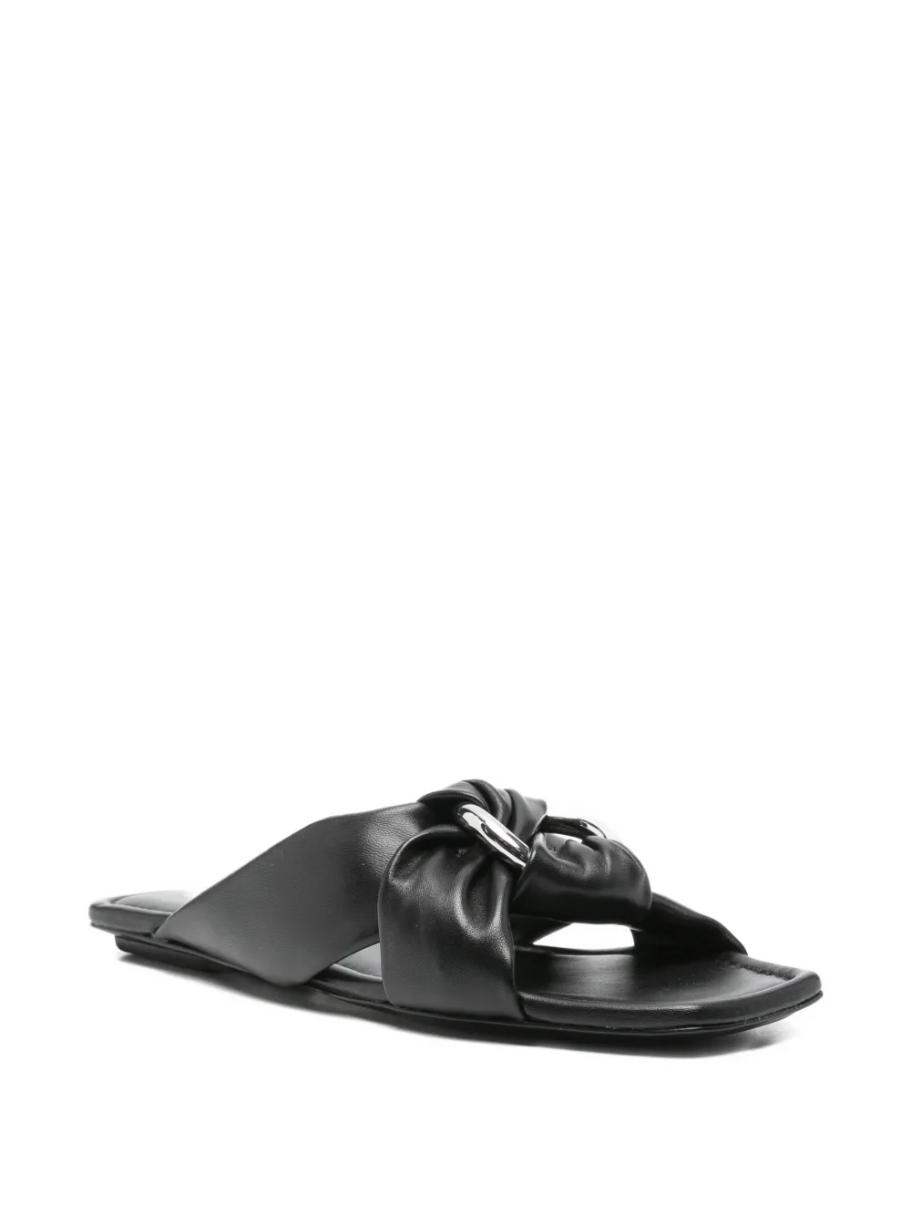 Stuart Weitzman Geknoopte slippers met ringdetail Zwart