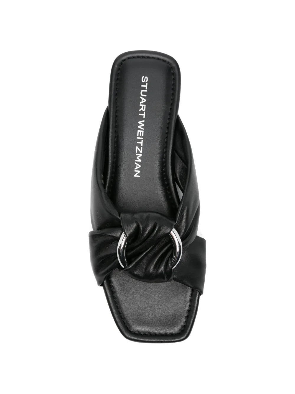 Stuart Weitzman Geknoopte slippers met ringdetail Zwart