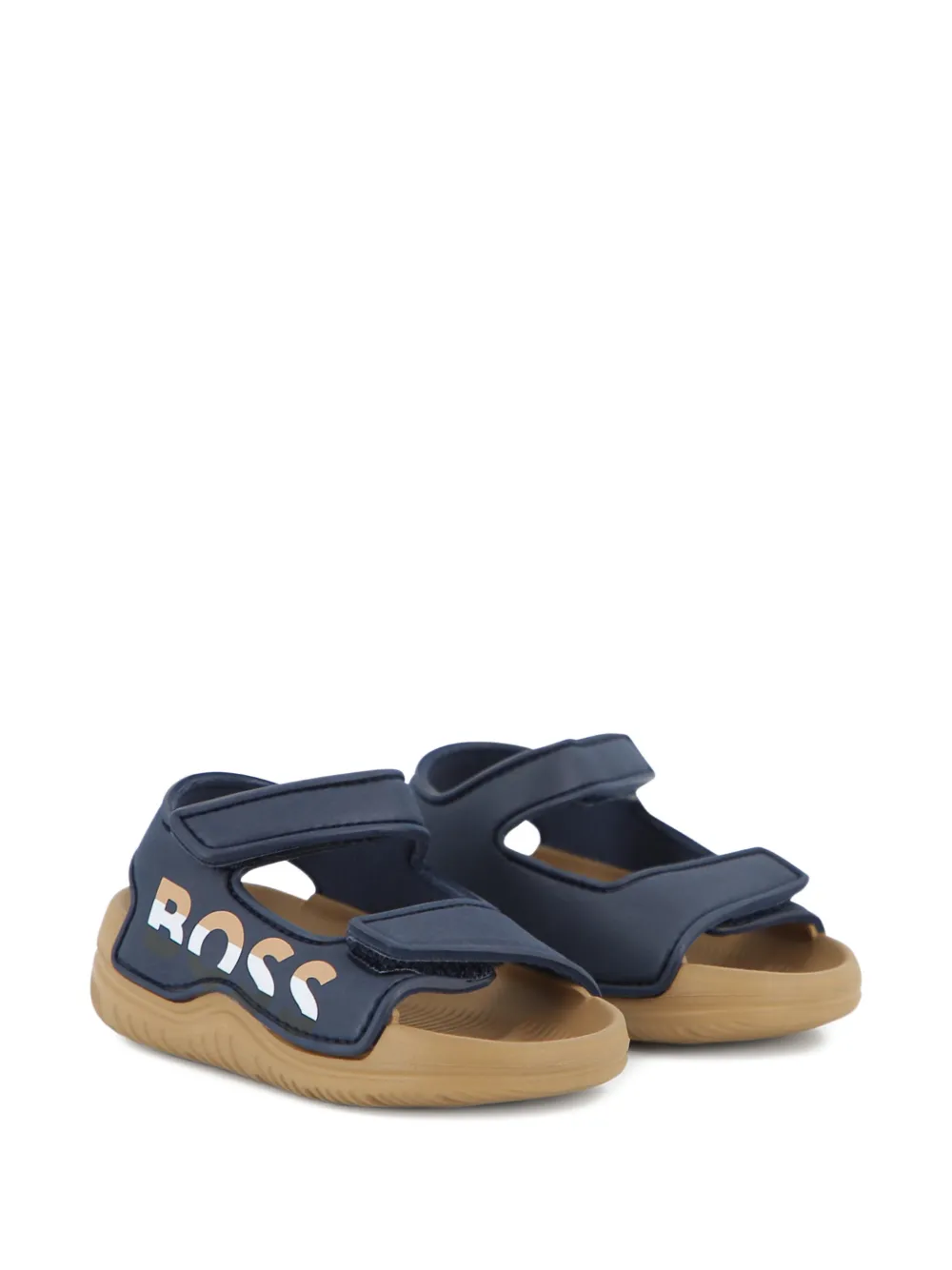 BOSS Kidswear logo-print sandals - Blu