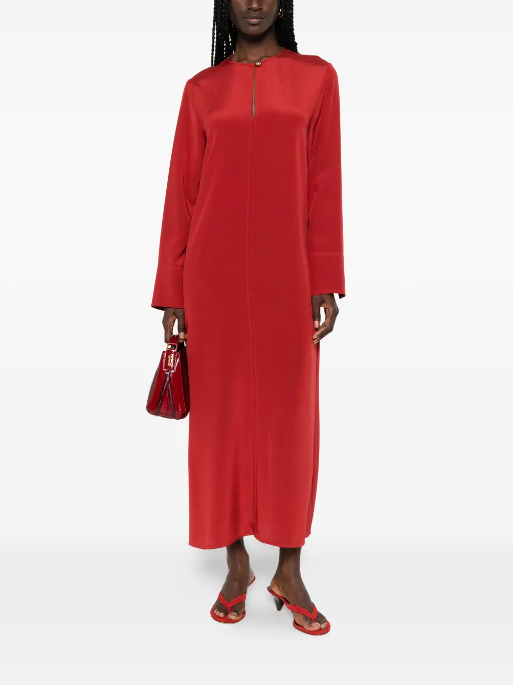 Max Mara Punghia maxi-jurk met lange mouwen en keyhole Rood