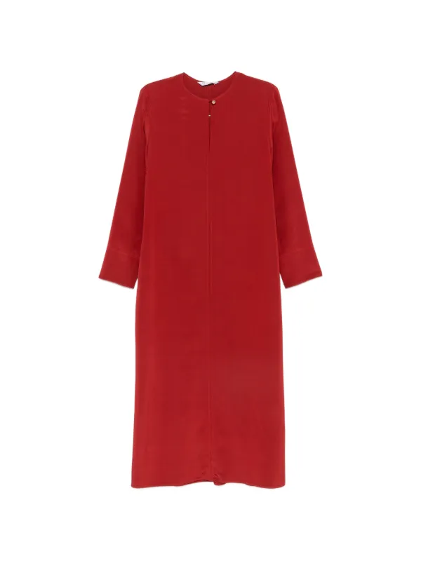 max mara long sleeve dress Max Mara Punghia keyhole-detail long-sleeve Maxi Dress | Red