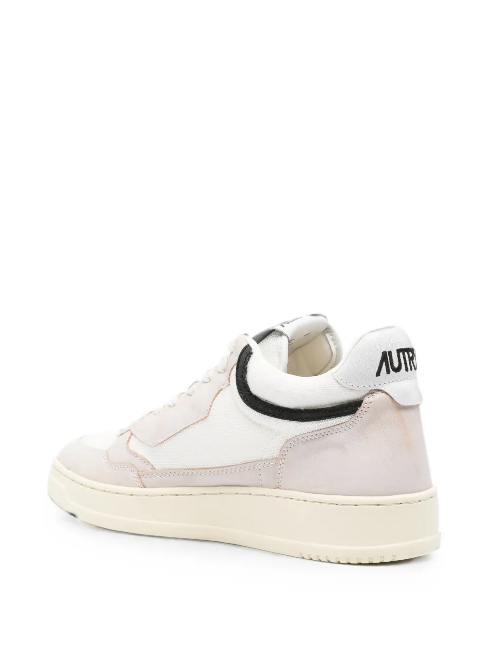 Autry panelled logo-patch sneakers Beige