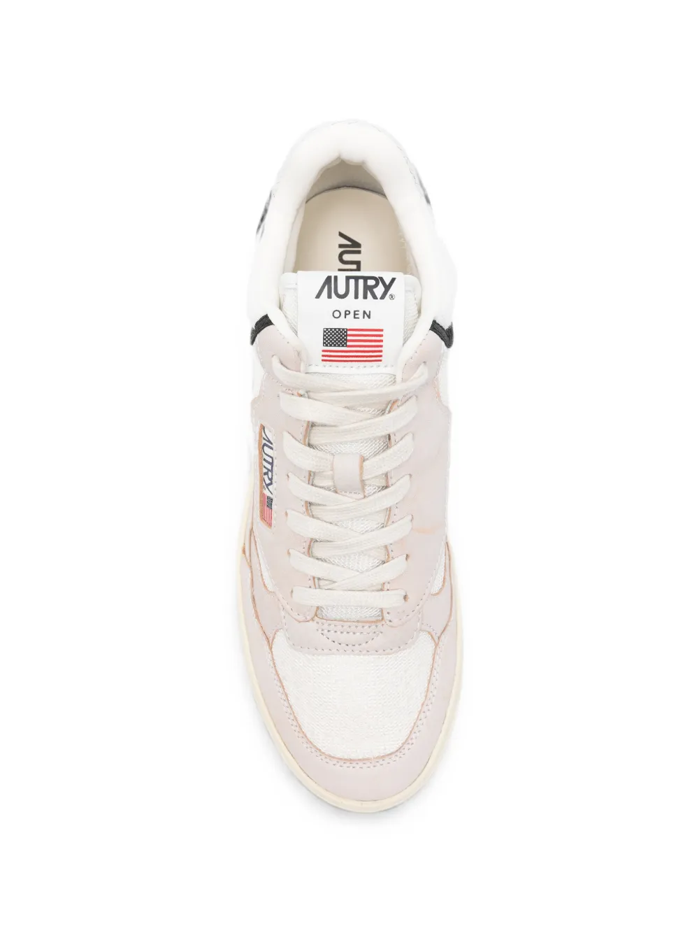 Autry panelled logo-patch sneakers Beige