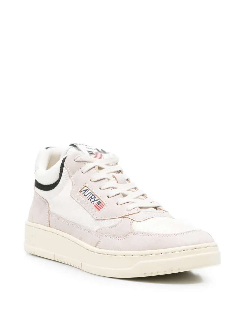 Autry panelled logo-patch sneakers Beige