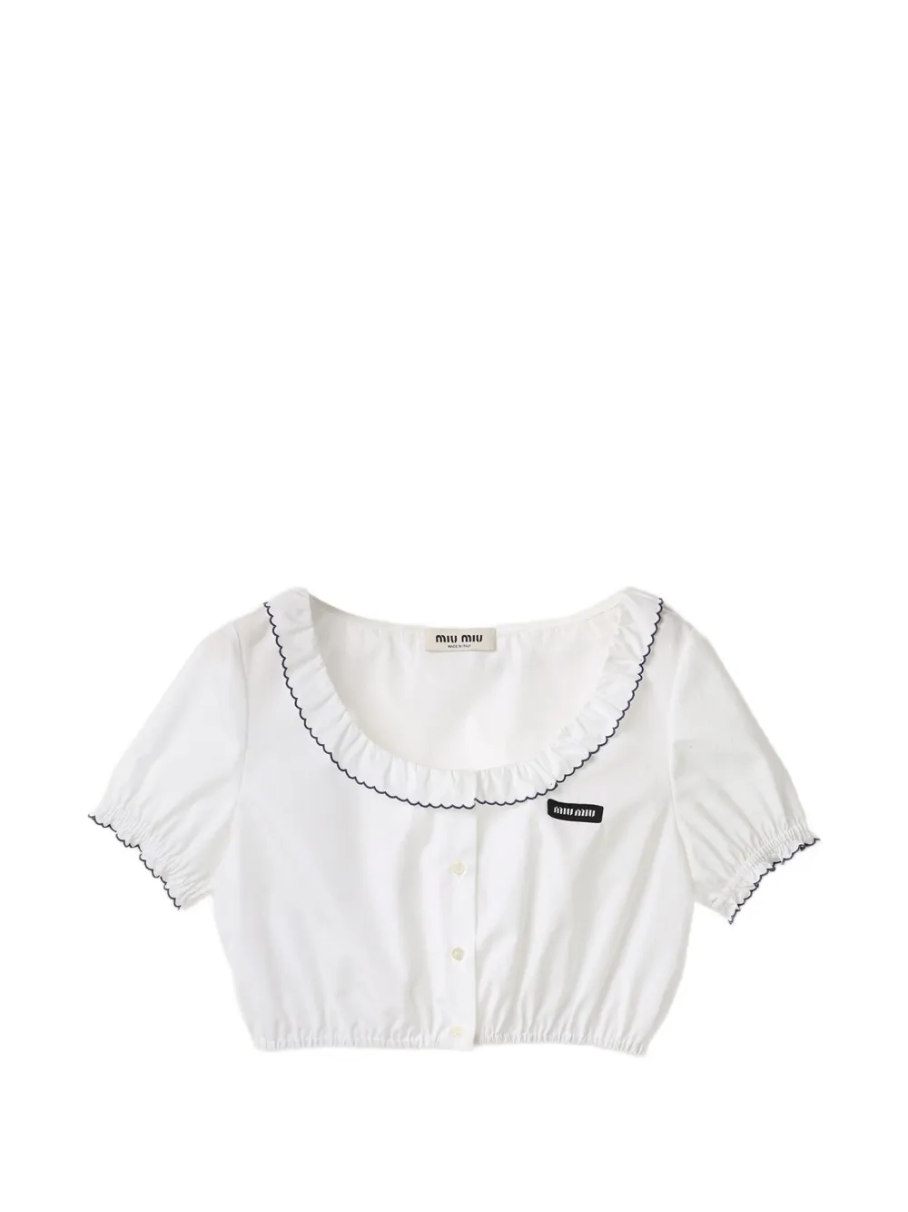 Miu Miu embroidered poplin crop top - White