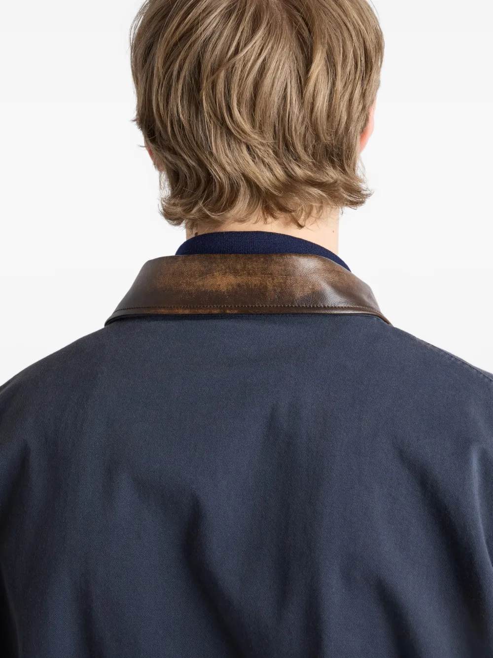 Prada Jas met geborduurd logo en contrasterende kraag Blauw
