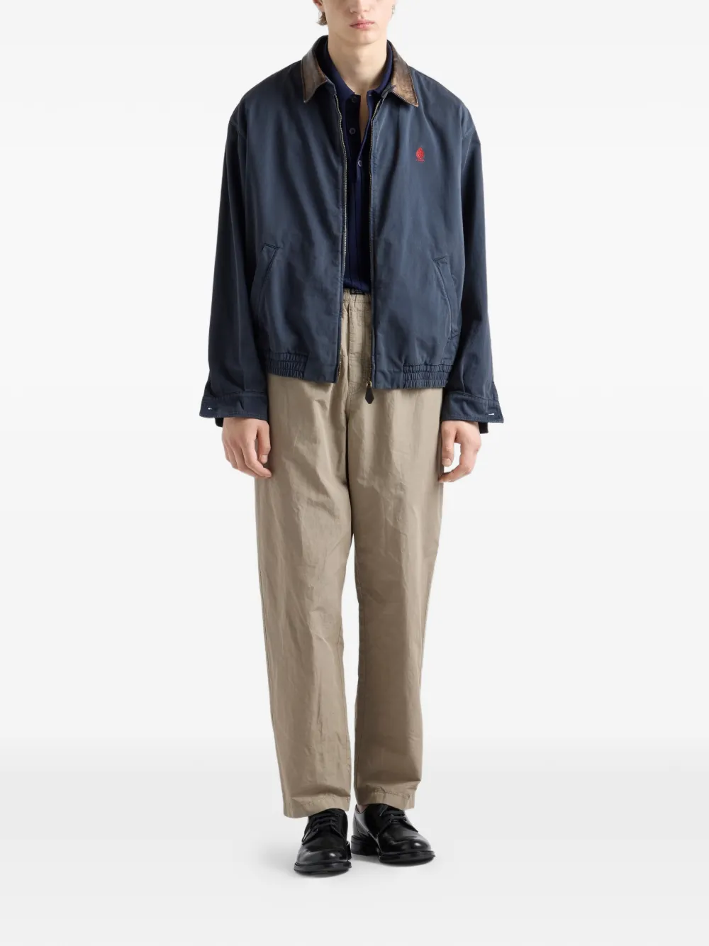 Prada Jas met geborduurd logo en contrasterende kraag Blauw