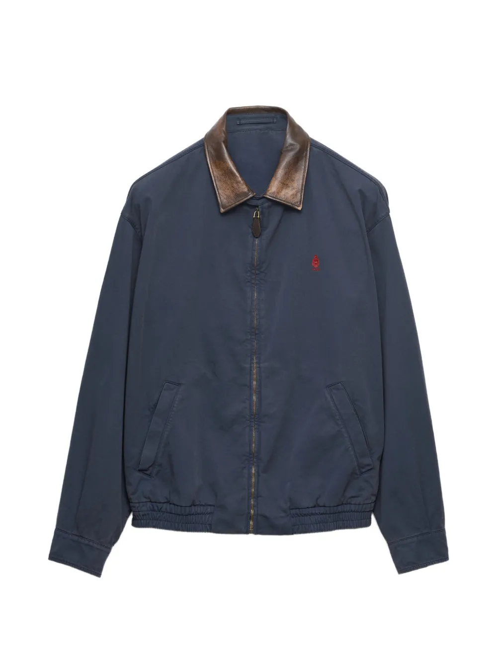 Prada Giacca in cotone con dettagli in pelle - Blu