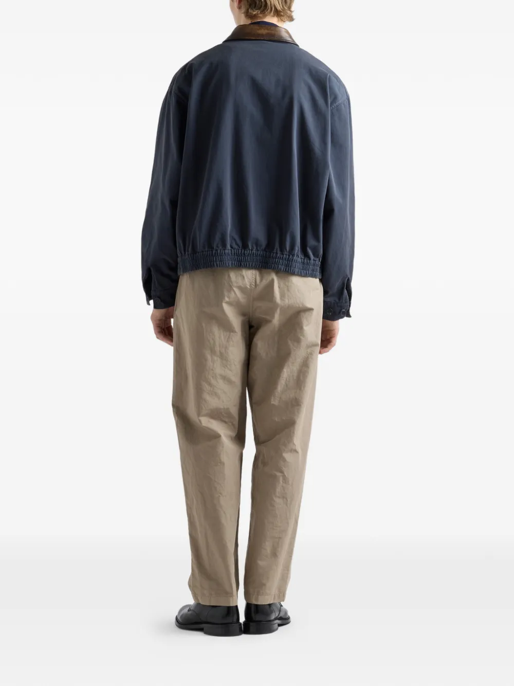 Prada Jas met geborduurd logo en contrasterende kraag Blauw