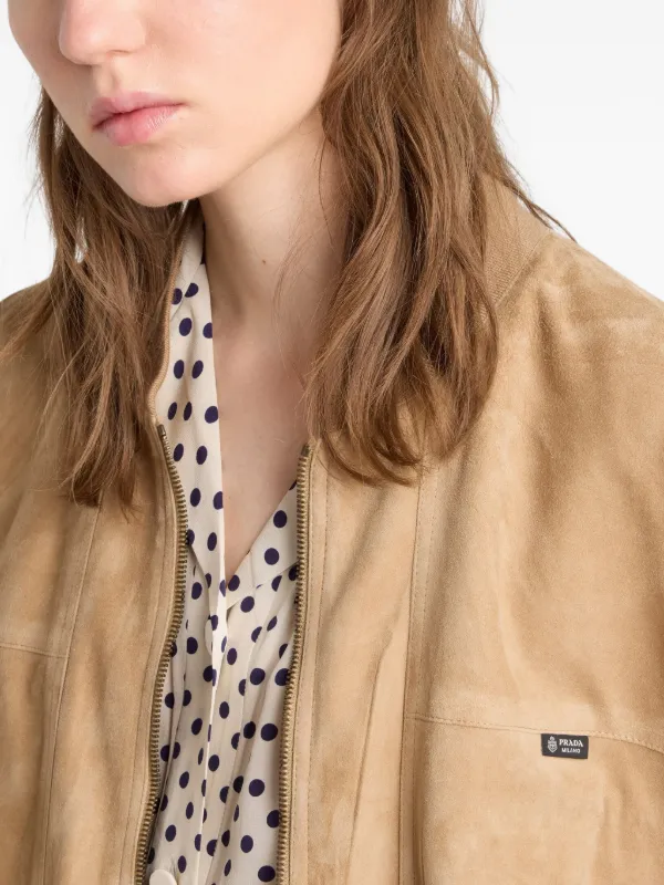 Prada Suede Jacket | Neutrals | FARFETCH