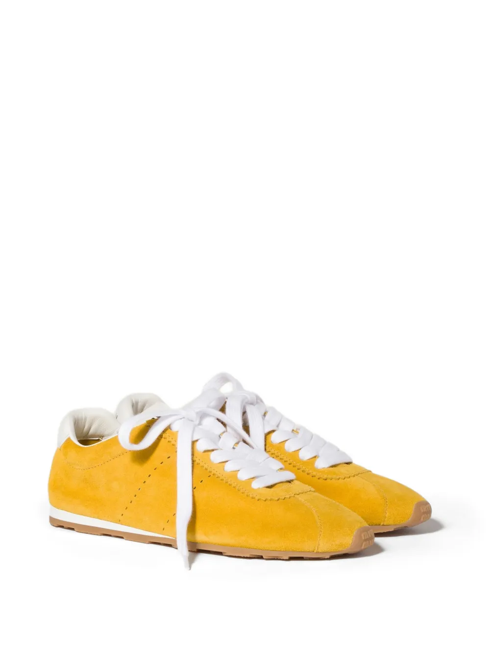 Miu Plume suède sneakers Geel