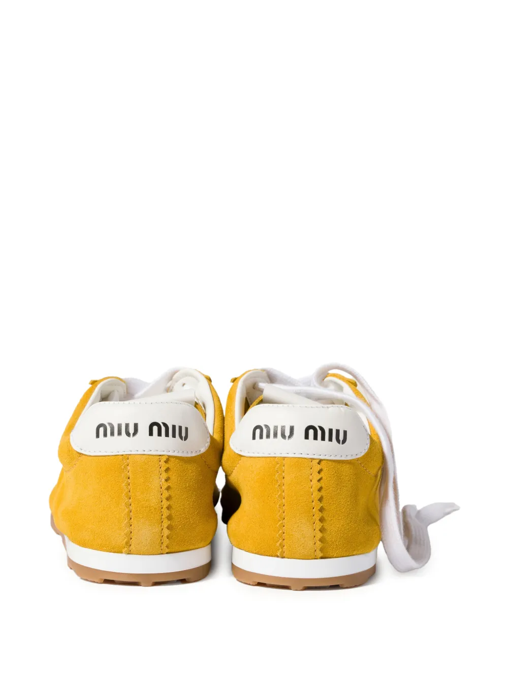 Miu Plume suède sneakers Geel