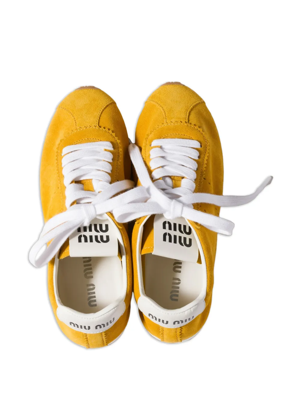 Miu Plume suède sneakers Geel