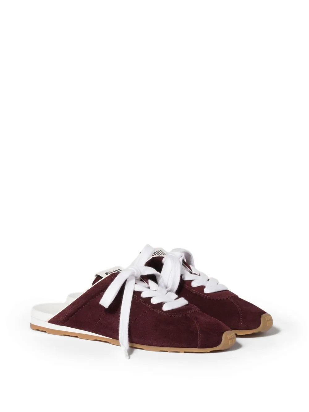 Miu Plume suède muiltjes Rood