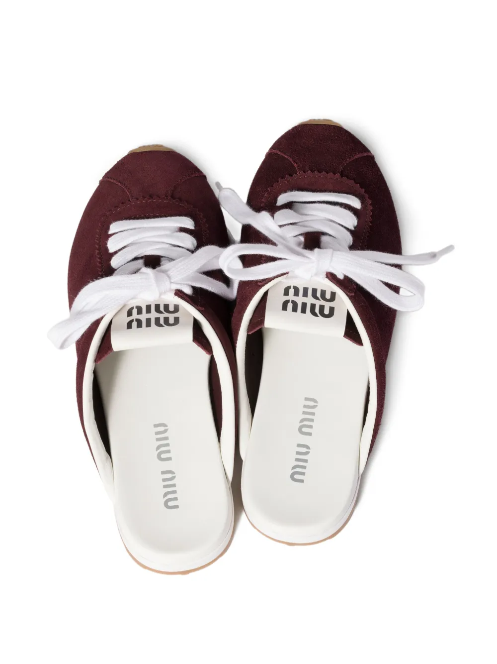 Miu Plume suède muiltjes Rood