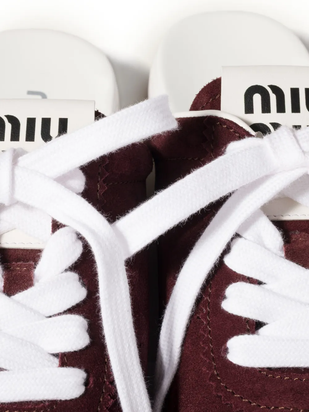 Miu Plume suède muiltjes Rood