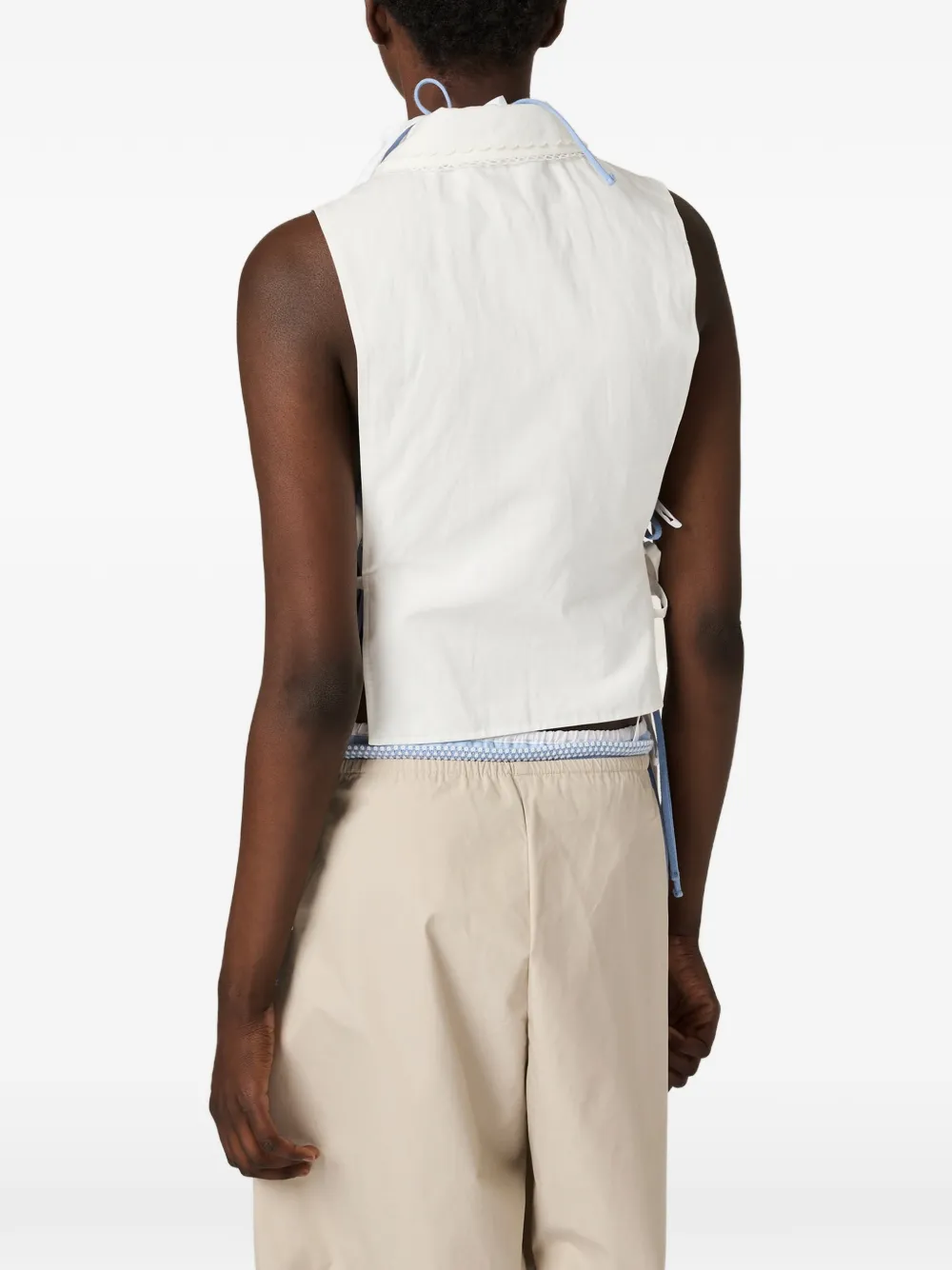 Miu Popeline blouse met zijstrik Wit