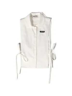 Miu Miu slubbed poplin side-tie shirt